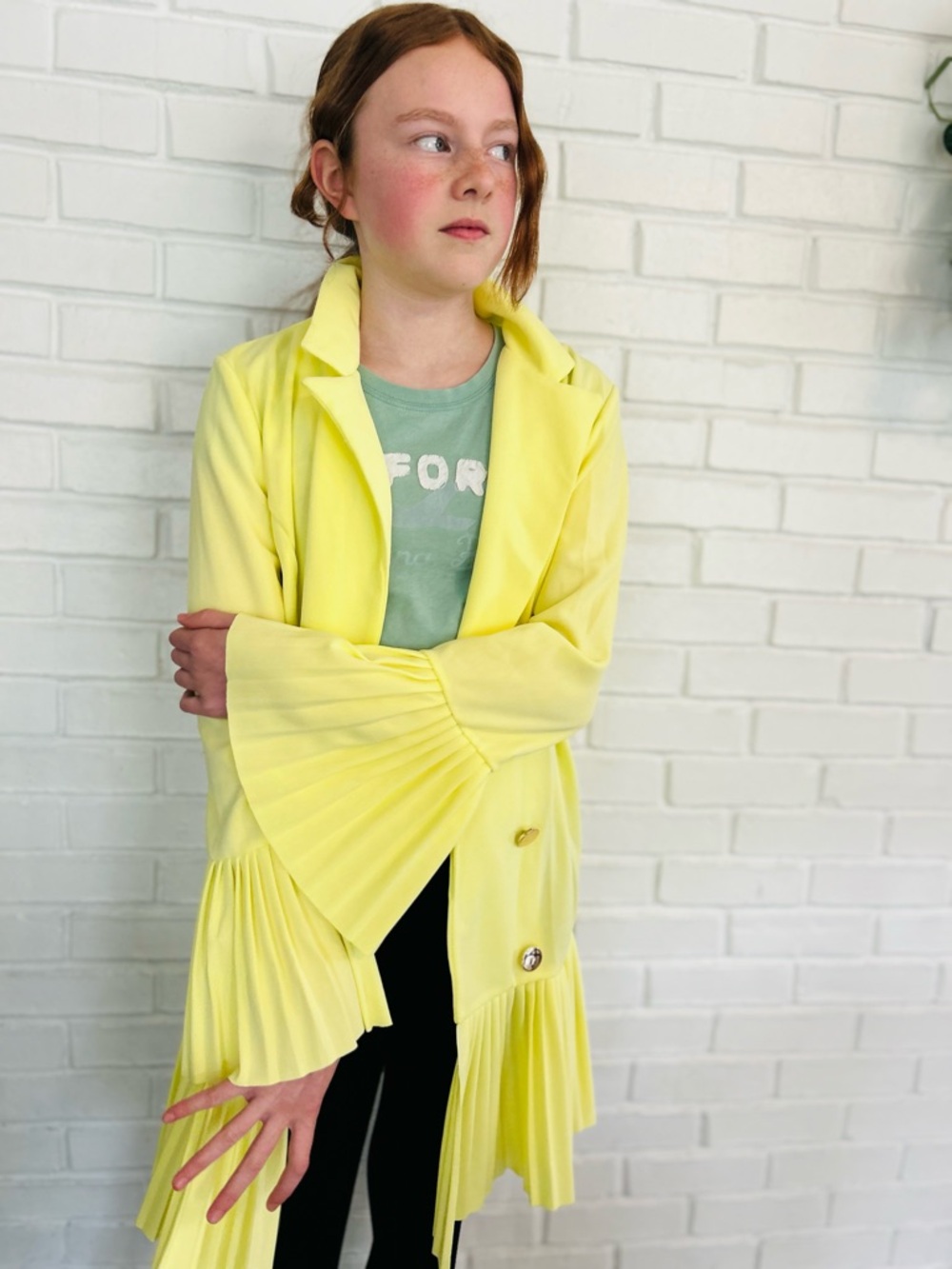 Boohoo Yellow Pleated Ruffle Trench Coat